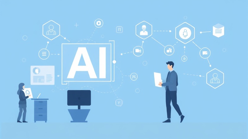 AI workforce management illustration: optimizing tasks and employee efficiency.